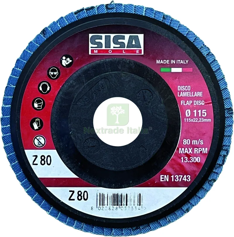 25PZ DISCO LAMELLARE ALLO ZIRCONIO Ø mm. 115 - foro 22 grana 40 — Punte, frese e dischi — rif. FERX.VIT58084