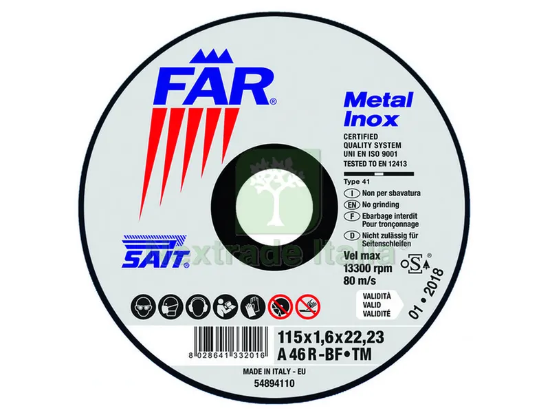 10PZ DISCO ABRASIVO FAR-TM A 46 R Ø mm. 230x2,0x22,23 — Punte, frese e dischi — rif. FERX.VIT40670