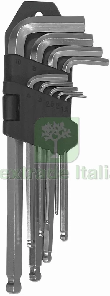 Serie Chiavi Maschio Esagonali Lunghe con Teste a Sfera pz. 9 — Punte, frese e dischi — rif. FERX.VIT54490 Serie Chiavi Maschio Esagonali Lunghe con Teste a Sfera pz. 9 — Punte, frese e dischi — rif. FERX.VIT54490