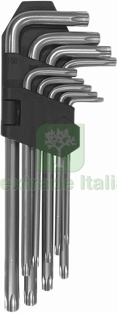SERIE CHIAVI MASCHIO TORX LUNGHE CON FORO pz. 9 — Punte, frese e dischi — rif. FERX.VIT54491 SERIE CHIAVI MASCHIO TORX LUNGHE CON FORO pz. 9 — Punte, frese e dischi — rif. FERX.VIT54491
