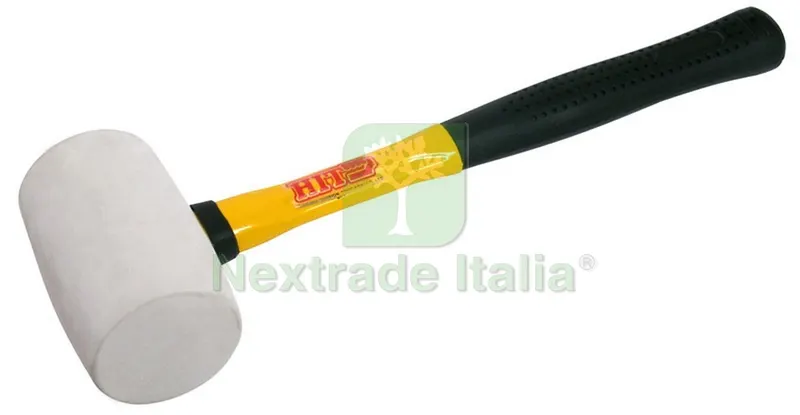 6PZ Mazzuola con Testa in Gomma Bianca Manico in Fibra di Vetro gr. 600 — Martelli e mazze — rif. FERX.VIT25561