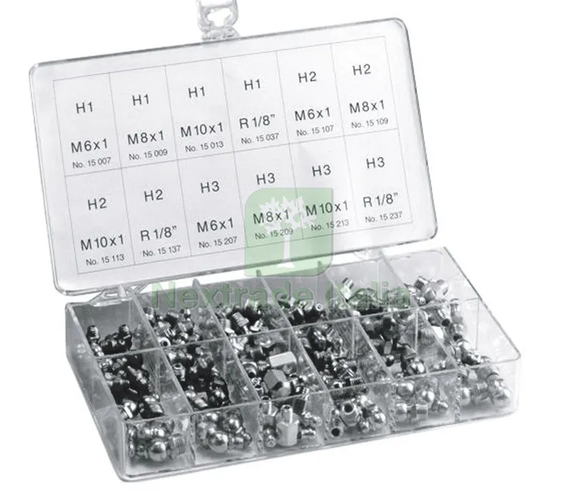 ASSORTIMENTO INGRASSATORI 140 PZ. mm. 215x135x40 h — Oliatori e ingrassaggio — rif. FERX.VIT23612