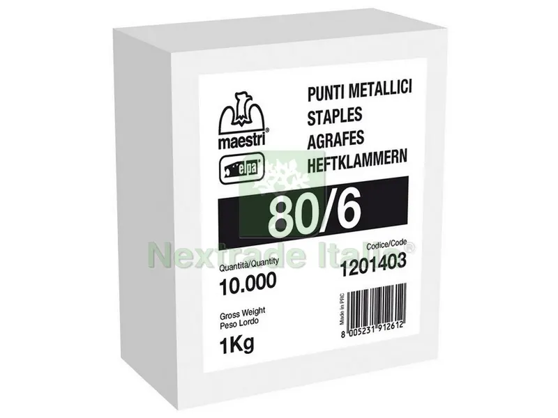 10000MILA PZ Punti per Fissatrici in Scatola mod. 80/8 mm. 8 galvanizzati — Casalinghi e organizzazione — rif. FERX.VIT51861 10000MILA PZ Punti per Fissatrici in Scatola mod. 80/8 mm. 8 galvanizzati — Casalinghi e organizzazione — rif. FERX.VIT51861