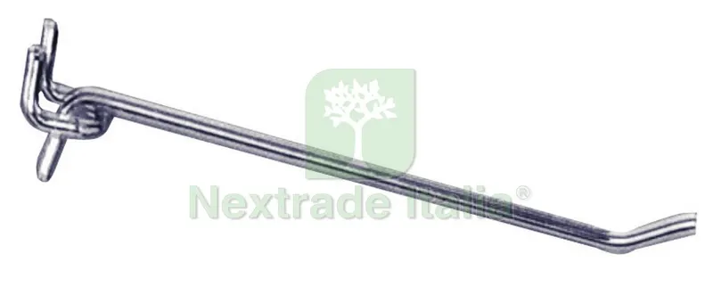 100PZ Gancio per Pannelli Portautensili in Ferro Zincato cm. 20 — Ferramenta per legno e mobili — rif. FERX.VIT9351 100PZ Gancio per Pannelli Portautensili in Ferro Zincato cm. 20 — Ferramenta per legno e mobili — rif. FERX.VIT9351