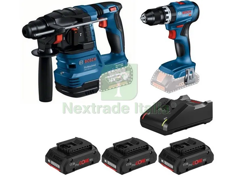 KIT Tassellatore GBH 18V-22 + Trapano GSB 18V-45 + Set ricarica — Trapani e avvitatori — rif. FERX.VIT54628