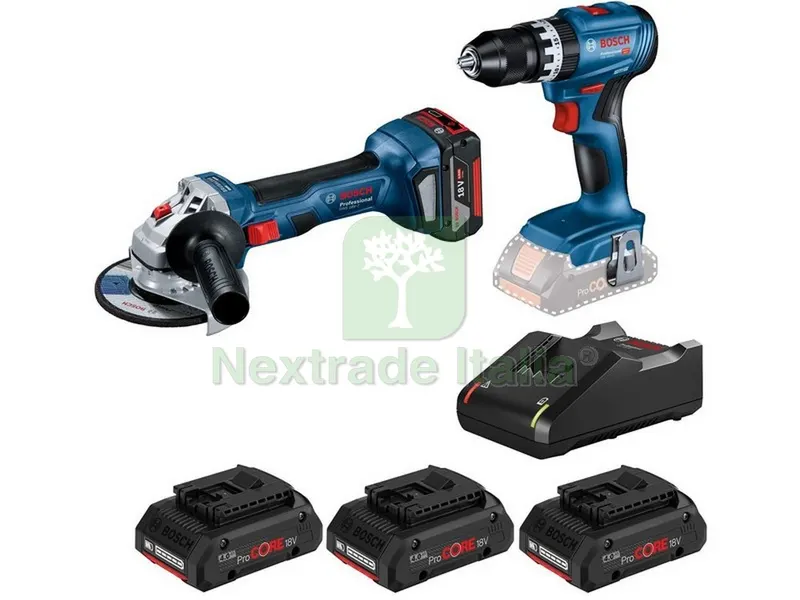 KIT Minismerigliatrice GWS 18V-7 + Trapano GSB 18V-45 + Set ricarica — Smerigliatrici e seghe — rif. FERX.VIT54627 KIT Minismerigliatrice GWS 18V-7 + Trapano GSB 18V-45 + Set ricarica — Smerigliatrici e seghe — rif. FERX.VIT54627