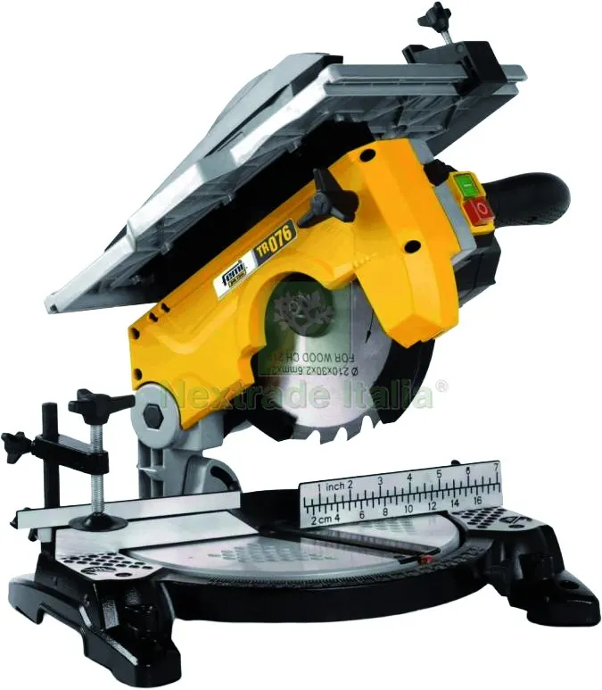 Femi TRONCATRICE PER LEGNO CON PIANETTO SUPERIORE ''TR076'' 1200 W ø 210 mm — Smerigliatrici e seghe — rif. FERX.VIT60250 Femi TRONCATRICE PER LEGNO CON PIANETTO SUPERIORE ''TR076'' 1200 W ø 210 mm — Smerigliatrici e seghe — rif. FERX.VIT60250