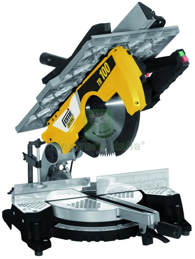 Femi TRONCATRICE PER LEGNO CON PIANETTO SUPERIORE ''TR100'' 2000 W ø 305 mm — Smerigliatrici e seghe — rif. FERX.VIT60252 Femi TRONCATRICE PER LEGNO CON PIANETTO SUPERIORE ''TR100'' 2000 W ø 305 mm — Smerigliatrici e seghe — rif. FERX.VIT60252