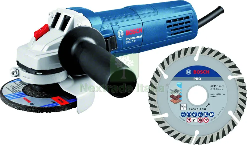 Bosch Smerigliatrice Angolare GWS 750+ Disco Diamantato Omaggio — Smerigliatrici e seghe — rif. FERX.VIT60346 Bosch Smerigliatrice Angolare GWS 750+ Disco Diamantato Omaggio — Smerigliatrici e seghe — rif. FERX.VIT60346