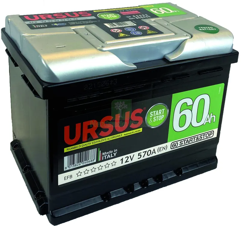 BATTERIA AVVIAMENTO AUTO URSUS START & STOP 60 Ah — Ricambi e fluidi auto — rif. FERX.VIT56675 BATTERIA AVVIAMENTO AUTO URSUS START & STOP 60 Ah — Ricambi e fluidi auto — rif. FERX.VIT56675