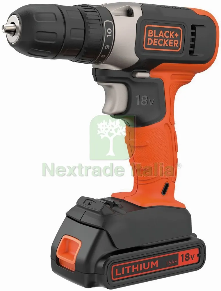 Black+Decker TRAPANO AVVITATORE A BATTERIA BCD001C1-QW 18 V 1 batteria 1,5 — Trapani e avvitatori — rif. FERX.VIT56232