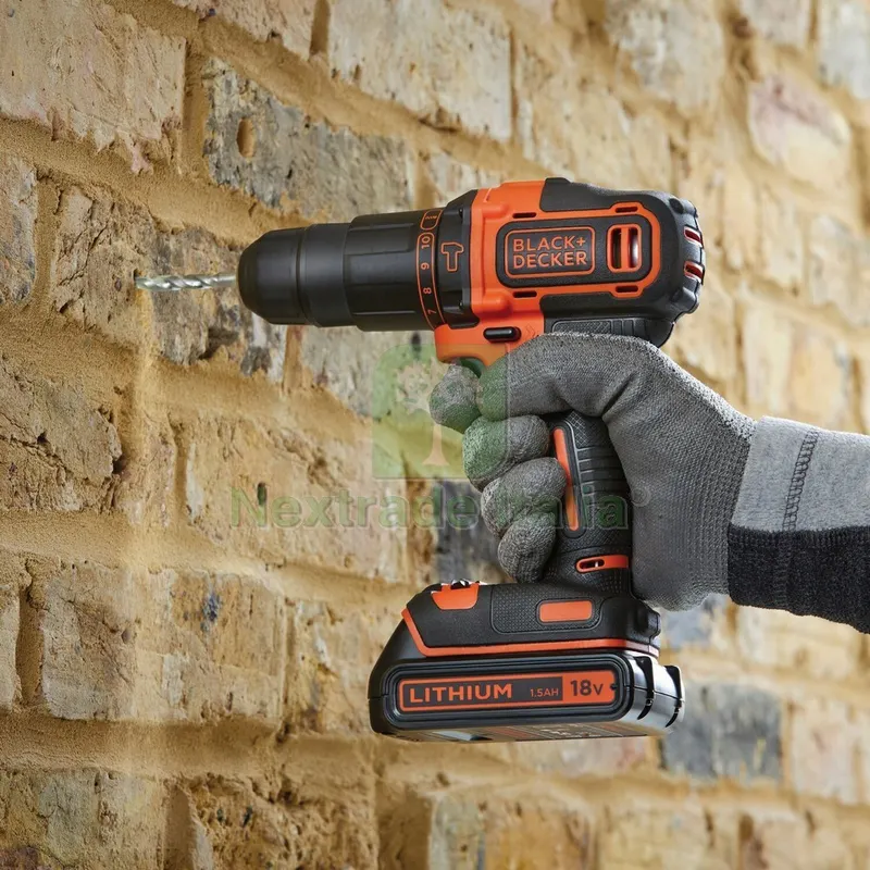 Black+Decker Trapano Avvitatore Percussione BDCHD18KB QW 18V 2 batterie 1,5 — Trapani e avvitatori — rif. FERX.VIT56234 — foto 2 Black+Decker Trapano Avvitatore Percussione BDCHD18KB QW 18V 2 batterie 1,5 — Trapani e avvitatori — rif. FERX.VIT56234 — foto 2