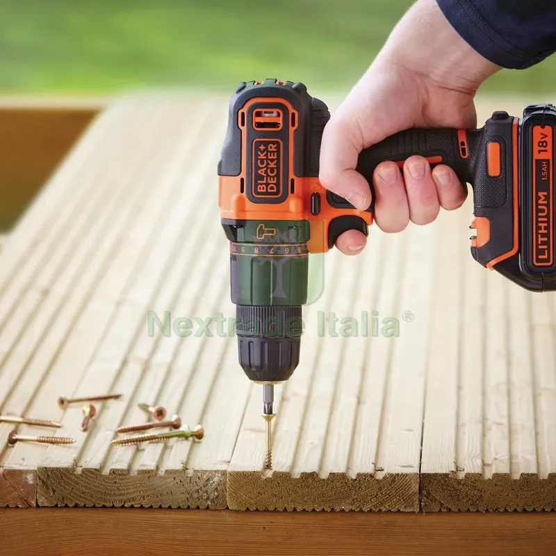 Black+Decker Trapano Avvitatore Percussione BDCHD18KB QW 18V 2 batterie 1,5 — Trapani e avvitatori — rif. FERX.VIT56234 — foto 3 Black+Decker Trapano Avvitatore Percussione BDCHD18KB QW 18V 2 batterie 1,5 — Trapani e avvitatori — rif. FERX.VIT56234 — foto 3