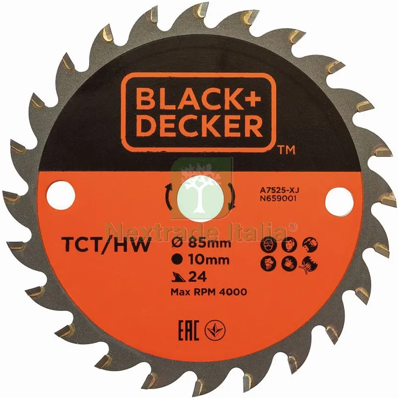 Black+Decker LAMA TCT A7525 XJ MINI SEGA CIRCOLARE I mm 85 24 denti legno — Smerigliatrici e seghe — rif. FERX.VIT56272 Black+Decker LAMA TCT A7525 XJ MINI SEGA CIRCOLARE I mm 85 24 denti legno — Smerigliatrici e seghe — rif. FERX.VIT56272