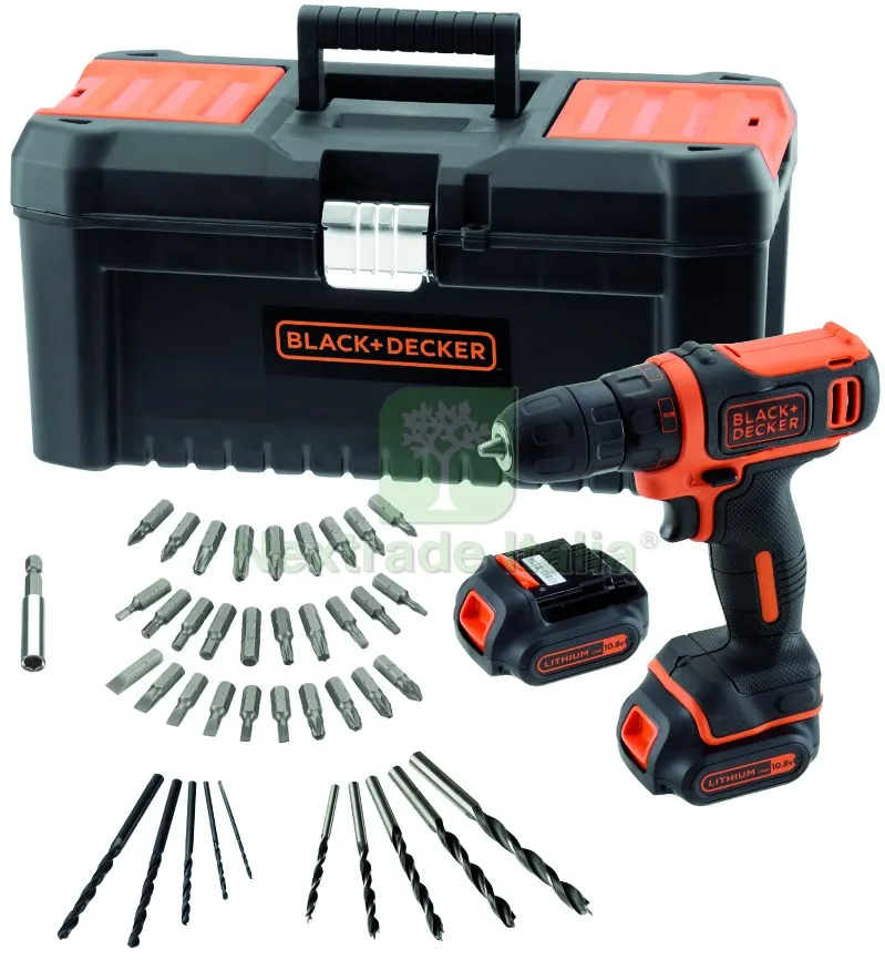 Black+Decker TRAPANO AVVITATORE BDCDD121BKA-QW 10,8V 2 batterie 1,5 Ah valig.+40 acc. — Trapani e avvitatori — rif. FERX.VIT57945 Black+Decker TRAPANO AVVITATORE BDCDD121BKA-QW 10,8V 2 batterie 1,5 Ah valig.+40 acc. — Trapani e avvitatori — rif. FERX.VIT57945