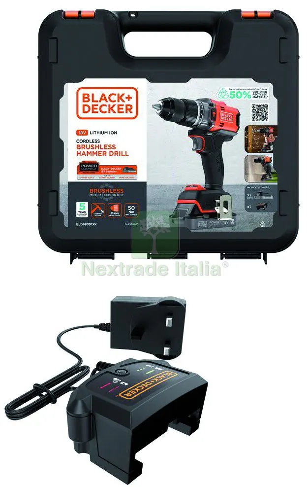 Black+Decker Trapano Avvitatore a Percussione BLD683D1XK-QW Brushless 18V 1 batteria 2,0 Ah — Trapani e avvitatori — rif. FERX.VIT57829 — foto 2 Black+Decker Trapano Avvitatore a Percussione BLD683D1XK-QW Brushless 18V 1 batteria 2,0 Ah — Trapani e avvitatori — rif. FERX.VIT57829 — foto 2