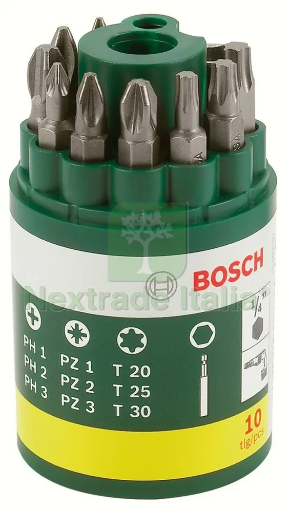 ASSORTIMENTO BIT DI AVVITAMENTO (PH + PZ+ TORX) 10 pezzi — Tubi e raccordi — rif. FERX.VIT25669