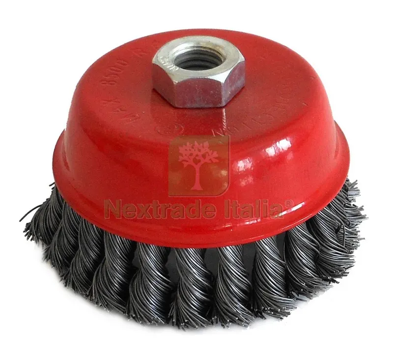 SPAZZOLA A TAZZA A MAZZETTI RITORTI attacco M14 Ø mm. 75 — Punte, frese e dischi — rif. FERX.VIT33415