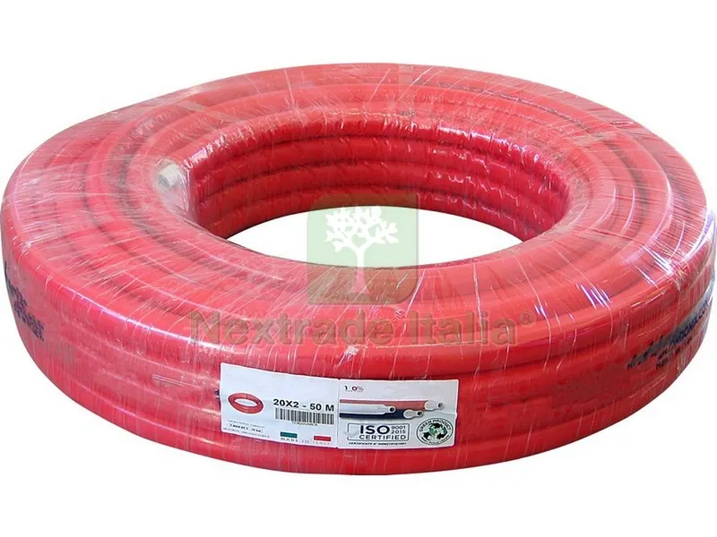 50MT TUBO MULTISTRATO spessore alluminio mm. 0,20 mis. 16x2,0 colore rosso MT 50 — Tubi e raccordi — rif. FERX.VIT50064
