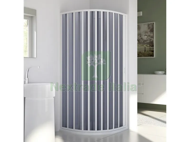 BOX DOCCIA SEMICIRCOL. A SOFFIETTO GOLD acrilico cm.70-90x70-90x185 h — Accessori bagno — rif. FERX.VIT42584