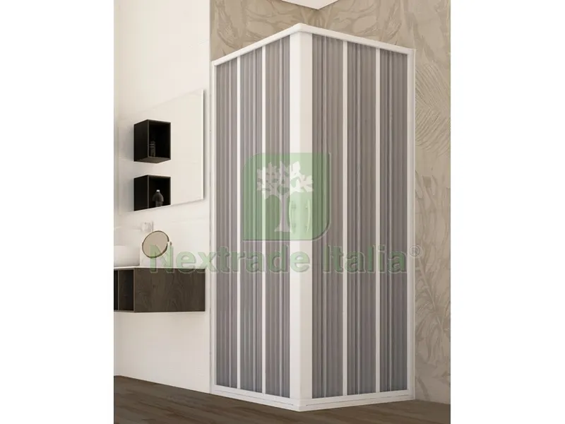 BOX DOCCIA ANGOLARE A SOFFIETTO GOLD acrilico cm.55-75x70-90x185 h — Accessori bagno — rif. FERX.VIT36331 BOX DOCCIA ANGOLARE A SOFFIETTO GOLD acrilico cm.55-75x70-90x185 h — Accessori bagno — rif. FERX.VIT36331