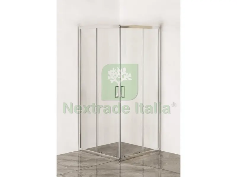 BOX DOCCIA ANGOLARE IRIS IN VETRO TRASPARENTE cm. 79x79x190 h — Accessori bagno — rif. FERX.VIT56760