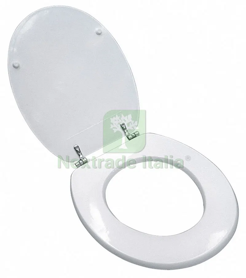 5PZ SEDILE WC IN LEGNO col. Bianco cm. 44x37 — Sanitari e ceramiche — rif. FERX.VIT22295