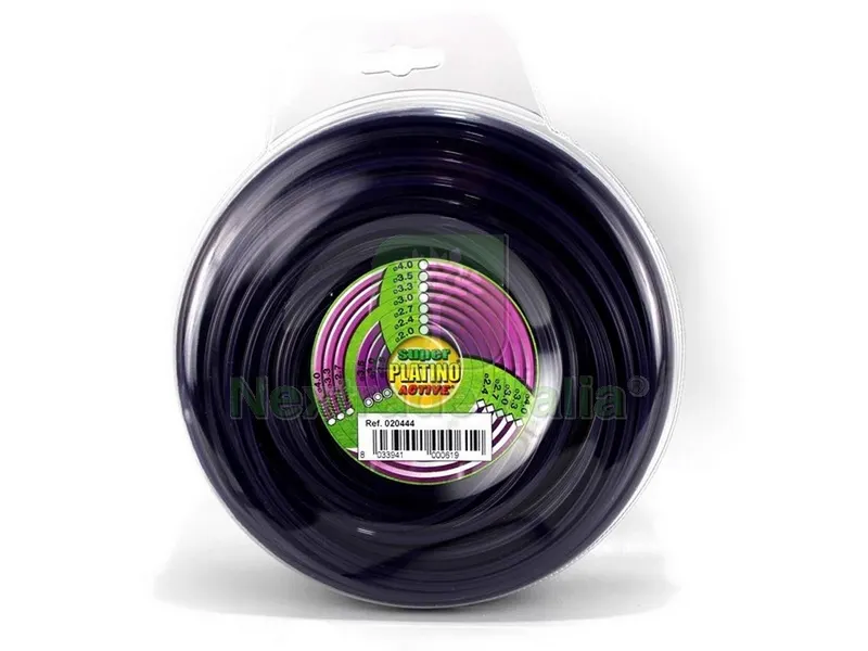 FILO SEGHETTATO DECESPUGLIATORE PLATINO Colore Viola mm 3,3x15 mt — Attrezzi da giardino a motore — rif. FERX.VIT42557 FILO SEGHETTATO DECESPUGLIATORE PLATINO Colore Viola mm 3,3x15 mt — Attrezzi da giardino a motore — rif. FERX.VIT42557