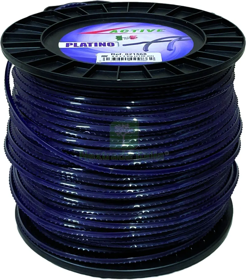 FILO SEGHETTATO PER DECESPUGLIATORE PLATINO Col. Viola mm. 4,0x120 mt.( kg.2) — Attrezzi da giardino a motore — rif. FERX.VIT58412 FILO SEGHETTATO PER DECESPUGLIATORE PLATINO Col. Viola mm. 4,0x120 mt.( kg.2) — Attrezzi da giardino a motore — rif. FERX.VIT58412