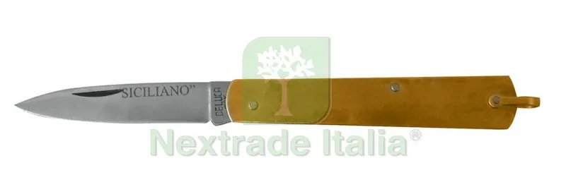 6PZ COLTELLO DA TASCA SFILATO MANICO IN OTTONE cm. 15 — Cucina e coltelleria — rif. FERX.VIT30522 6PZ COLTELLO DA TASCA SFILATO MANICO IN OTTONE cm. 15 — Cucina e coltelleria — rif. FERX.VIT30522