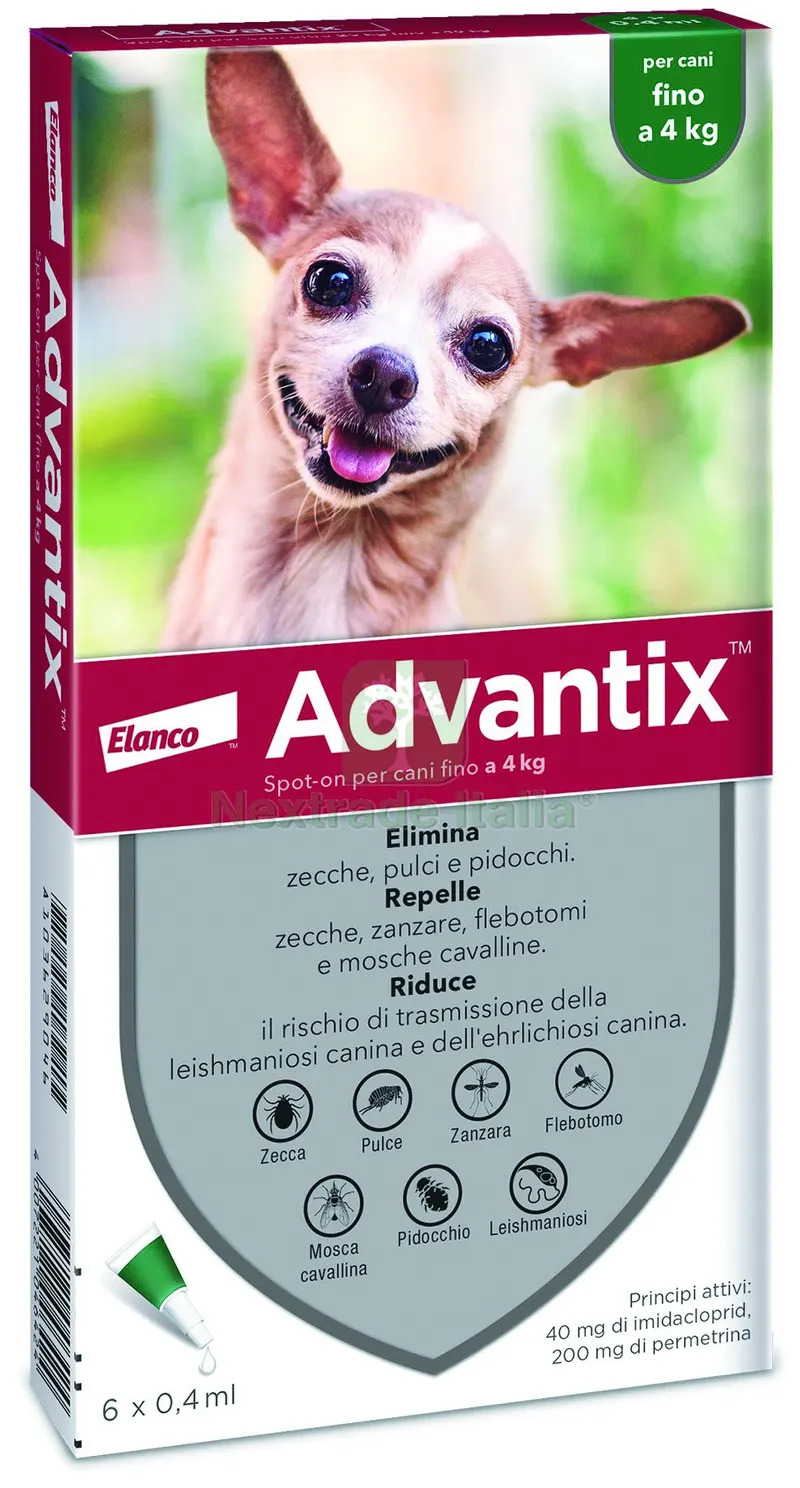 ANTIPARASSITARIO ADVANTIX (6 pipette) per cani fino a 4 kg. — Protezione piante e sementi — rif. FERX.VIT55843 ANTIPARASSITARIO ADVANTIX (6 pipette) per cani fino a 4 kg. — Protezione piante e sementi — rif. FERX.VIT55843