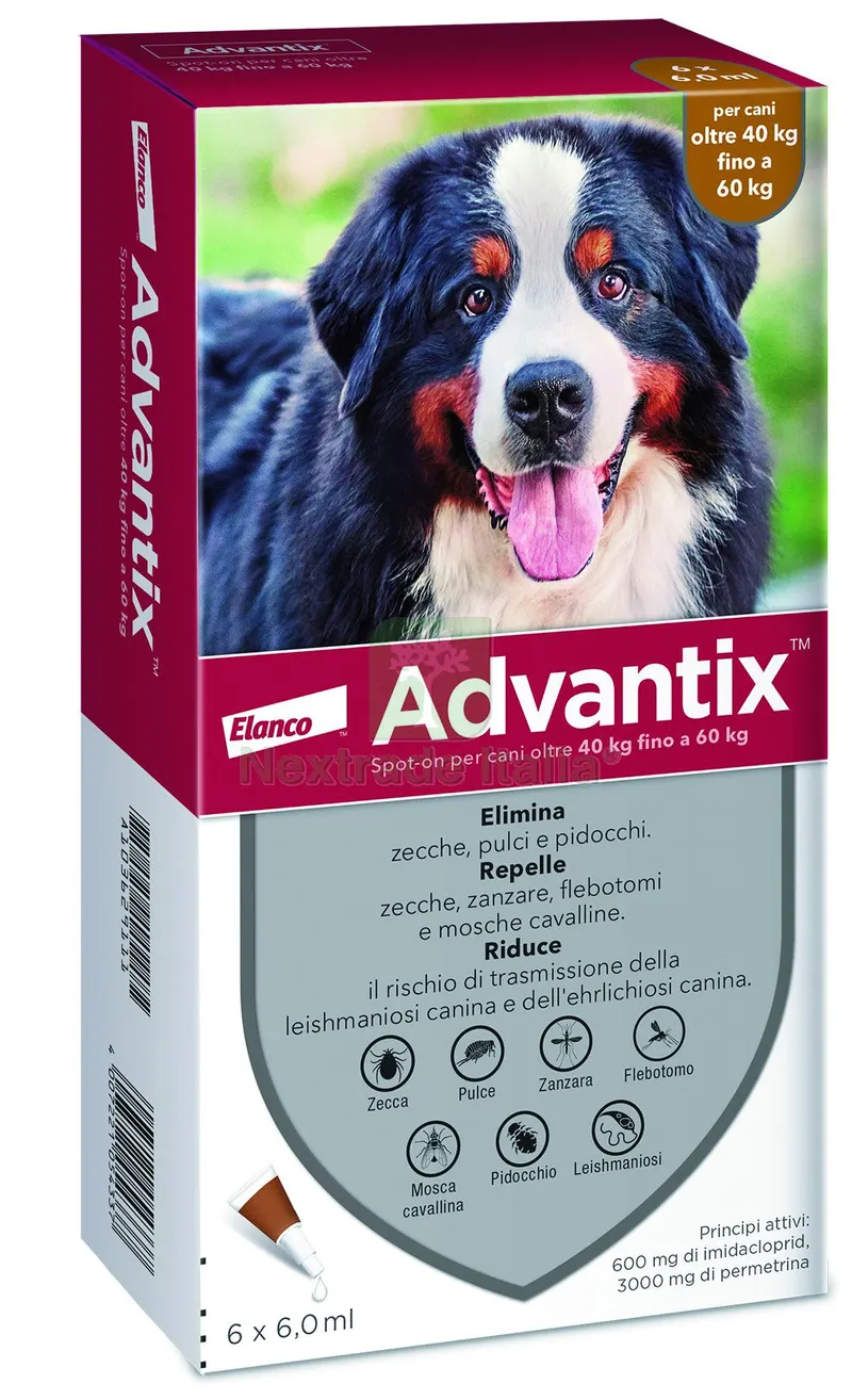 ANTIPARASSITARIO ADVANTIX (6 pipette) per cani 40¸60 kg. — Protezione piante e sementi — rif. FERX.VIT55847 ANTIPARASSITARIO ADVANTIX (6 pipette) per cani 40¸60 kg. — Protezione piante e sementi — rif. FERX.VIT55847