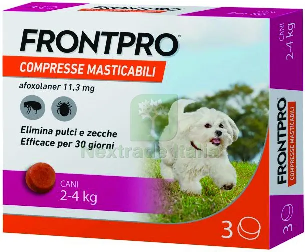 ANTIPARASSITARIO COMPRESSA MASTICABILE per cani 2÷4 kg. (cf. 3 compresse da 11,3 mg.) — Protezione piante e sementi — rif. FERX.VIT56607 ANTIPARASSITARIO COMPRESSA MASTICABILE per cani 2÷4 kg. (cf. 3 compresse da 11,3 mg.) — Protezione piante e sementi — rif. FERX.VIT56607