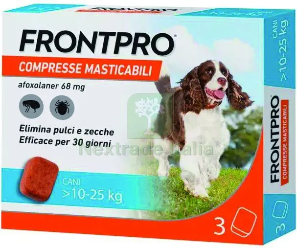 ANTIPARASSITARIO COMPRESSA MASTICABILE per cani 10÷25 kg. (cf. 3 compresse da 68 mg.) — Protezione piante e sementi — rif. FERX.VIT56609 ANTIPARASSITARIO COMPRESSA MASTICABILE per cani 10÷25 kg. (cf. 3 compresse da 68 mg.) — Protezione piante e sementi — rif. FERX.VIT56609