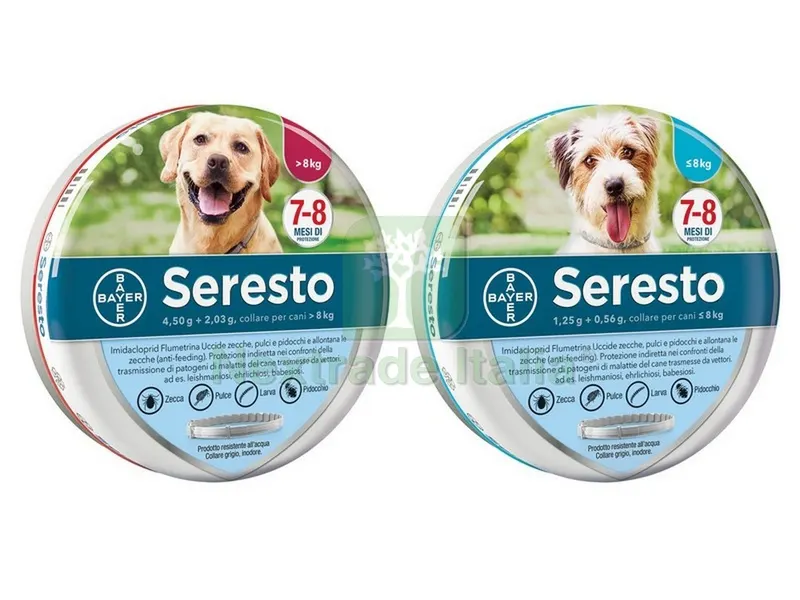 COLLARE ANTIPARASSITARIO SERESTO per cani fino a kg. 8 cm. 38 — Protezione piante e sementi — rif. FERX.VIT37044 COLLARE ANTIPARASSITARIO SERESTO per cani fino a kg. 8 cm. 38 — Protezione piante e sementi — rif. FERX.VIT37044