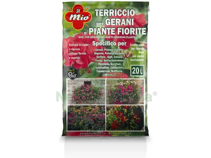 TERRICCIO PER GERANI E PIANTE FIORITE lt. 20 — Protezione piante e sementi — rif. FERX.VIT52742 TERRICCIO PER GERANI E PIANTE FIORITE lt. 20 — Protezione piante e sementi — rif. FERX.VIT52742
