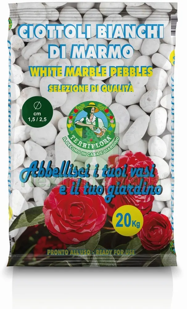 Ciottoli Bianchi di Marmo KG. 20 mm. 15-25 — Isolanti e reti — rif. FERX.VIT56040