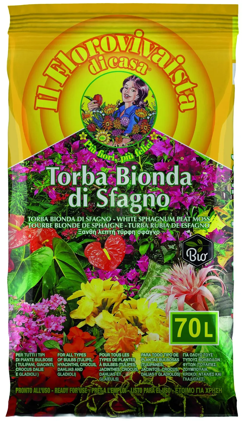 TORBA BIONDA DI SFAGNO IL FLOROVIVAISTA lt. 70 — Protezione piante e sementi — rif. FERX.VIT58886