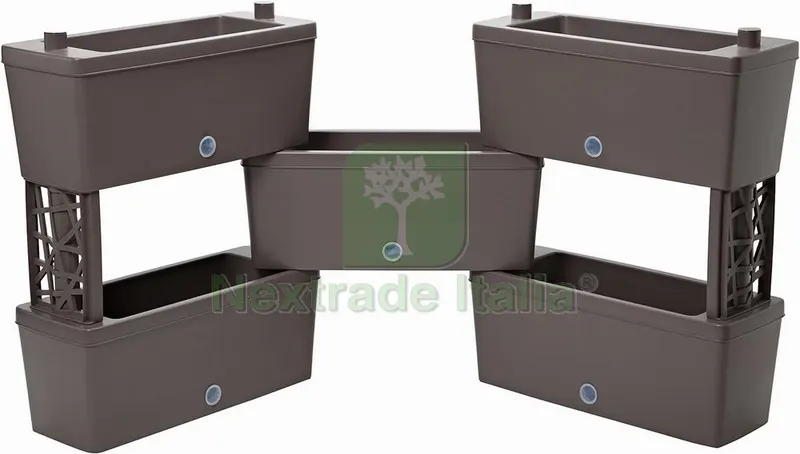Kit Fioriera Rettangolare Brick 5 PZ. Col. Tortora cm. 60x23x27 h — Vasi e fioriere — rif. FERX.VIT53097 Kit Fioriera Rettangolare Brick 5 PZ. Col. Tortora cm. 60x23x27 h — Vasi e fioriere — rif. FERX.VIT53097