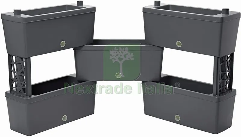 Kit Fioriera Rettangolare Brick 5 PZ. Col. Grigio cm. 60x23x27 h — Vasi e fioriere — rif. FERX.VIT53095 Kit Fioriera Rettangolare Brick 5 PZ. Col. Grigio cm. 60x23x27 h — Vasi e fioriere — rif. FERX.VIT53095