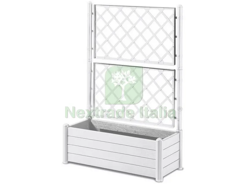 Fioriera con Spalliera Italia lt. 80 cm. 100x43x142 h Col. Bianco — Vasi e fioriere — rif. FERX.VIT53914 Fioriera con Spalliera Italia lt. 80 cm. 100x43x142 h Col. Bianco — Vasi e fioriere — rif. FERX.VIT53914