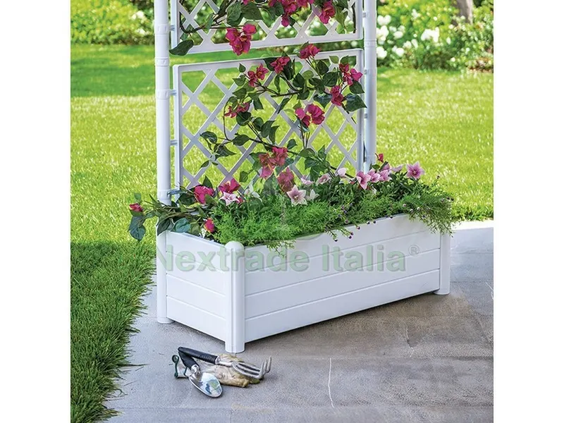 Fioriera con Spalliera Italia lt. 80 cm. 100x43x142 h Col. Bianco — Vasi e fioriere — rif. FERX.VIT53914 — foto 2 Fioriera con Spalliera Italia lt. 80 cm. 100x43x142 h Col. Bianco — Vasi e fioriere — rif. FERX.VIT53914 — foto 2