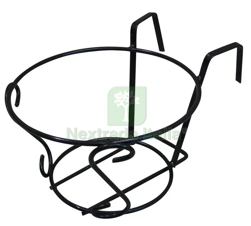 8PZ PORTAVASO DA BALCONE TONDO NERO Ø cm. 22 — Vasi e fioriere — rif. FERX.VIT28066