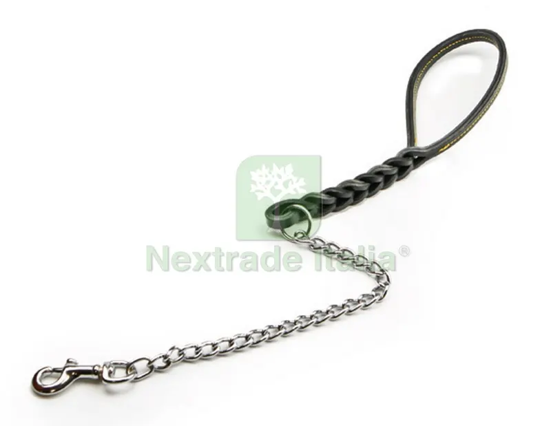 Guinzaglio in Cuoio Doppia Treccia con Catena cm. 60 col. Assortiti — Cani — rif. FERX.VIT30873 Guinzaglio in Cuoio Doppia Treccia con Catena cm. 60 col. Assortiti — Cani — rif. FERX.VIT30873