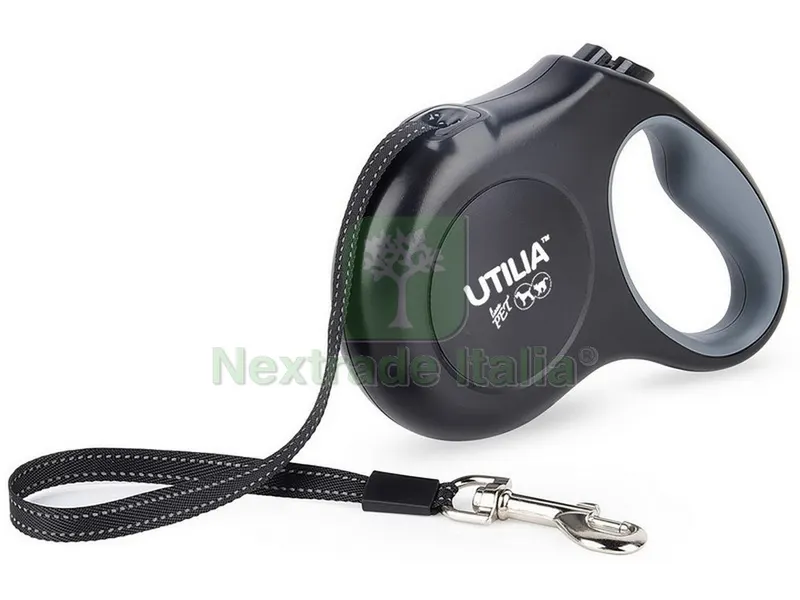 GUINZAGLIO RETRATTILE A NASTRO LARGE mt. 5 per cani fino a kg. 50 col. Nero — Cani — rif. FERX.VIT50239 GUINZAGLIO RETRATTILE A NASTRO LARGE mt. 5 per cani fino a kg. 50 col. Nero — Cani — rif. FERX.VIT50239