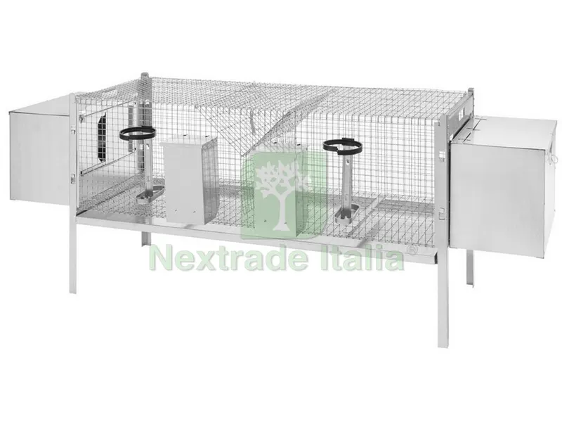 GABBIA DOPPIA PER CONIGLI CON FONDO A RETE cm. 120x50x65 h — Docce e arredo acqua da giardino — rif. FERX.VIT50457