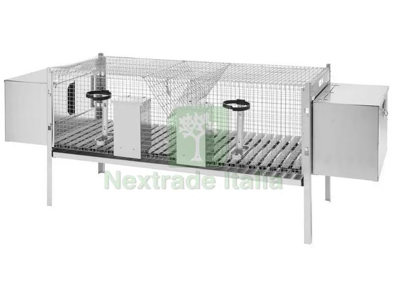 GABBIA DOPPIA PER CONIGLI CON FONDO IN PLASTICA cm. 120x50x65 h — Docce e arredo acqua da giardino — rif. FERX.VIT50458