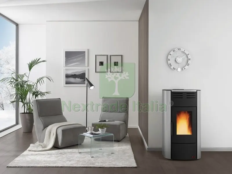 Extraflame TERMOSTUFA A PELLET RAFFAELLA IDRO H15 Col. Grigio Luce — Stufe e camini — rif. FERX.VIT53911