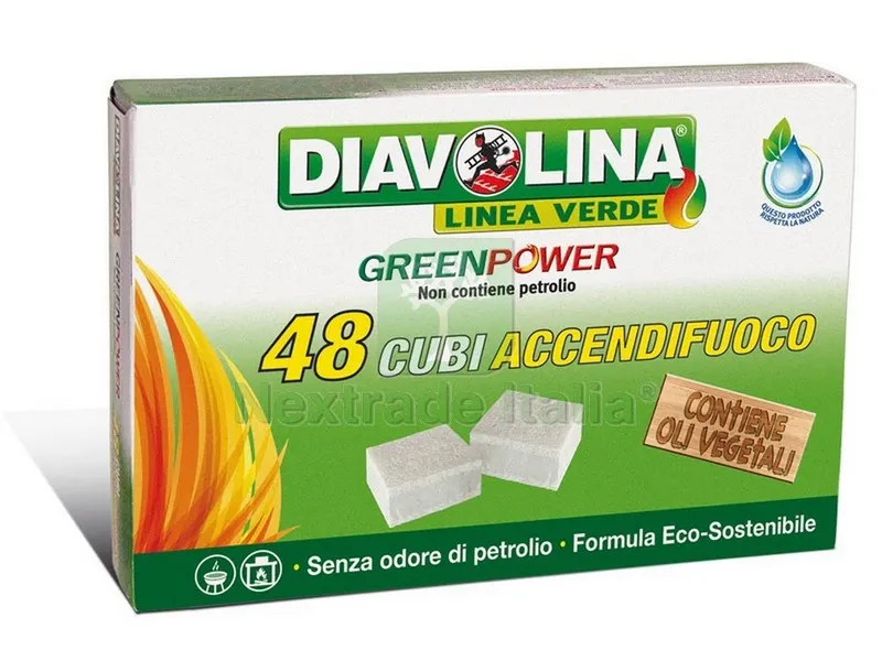 24PZ Diavolina Accendifuoco Green Power 48 cubetti — Tempo libero outdoor — rif. FERX.VIT49475 24PZ Diavolina Accendifuoco Green Power 48 cubetti — Tempo libero outdoor — rif. FERX.VIT49475