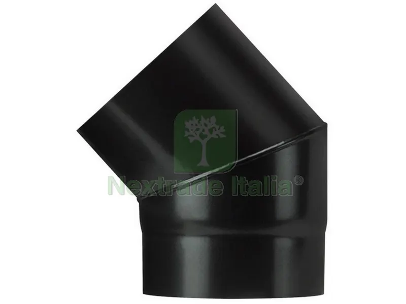 GOMITO 45° PER STUFA A LEGNA PORCELLANATO PLUS LIGHT Col. Nero opaco Ø cm. 13 — Stufe e camini — rif. FERX.VIT54700 GOMITO 45° PER STUFA A LEGNA PORCELLANATO PLUS LIGHT Col. Nero opaco Ø cm. 13 — Stufe e camini — rif. FERX.VIT54700